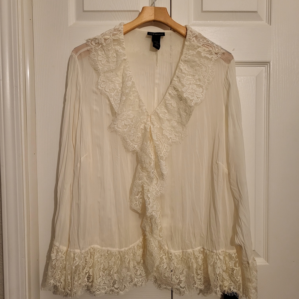 Lane Bryant Cream Lace Blouse